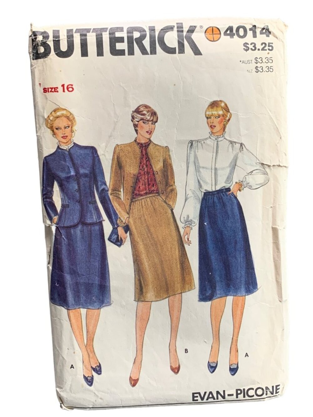 Butterick 4014 Evan-Picone Sewing Pattern Misses' Jacket Shirt Skirt Size 16